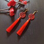 【チャイナ】福とタッセルのピアス(イヤリング)【華ロリ】【中華風】【袴】