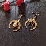逆さ月と鳥居&狐面のピアス(イヤリング)（チャーム変更可）【和ゴスロリ】【アジアン】【卒業式】【着物】【袴】【成人式】【浴衣】【和風】