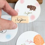 ゆるっとナチュラル【筆記体のBonjourスタンプ】消しゴムはんこ