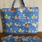 🉐レトロなレッスンバッグ➕コースターセット販売(水色)