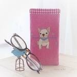 フレンチブルドッグ②刺繍メガネポーチ