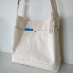 ななめ掛けできるショルダーバッグ（11号帆布、生成り)