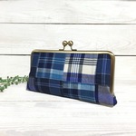 がま口長財布 （パッチワーク青系）