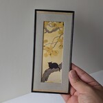 ミニチュア絵画　日本画　長方形　PT-J07C　黒猫　シノワズリ　ドール用　1/6スケール