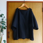 natural*綿麻ブラックワイドブラウス