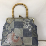 花ぷらら・オリジナル・1点もの・ハンドメイド・リメイク・夏帯・透かし・ブルー＆グレー・大きめ・お出掛け・お洒落・165