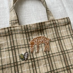 チェックの綿麻バッグ