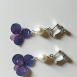 朝つゆ紫陽花のパールイヤリング(blue＆purple)