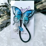 再再販！幸せを招く紫の蝶のハーバリウムヘアゴム