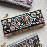 インド刺繍リボン♡メガネケース👓ペンケースにもぴったり✨ bluegreen🌿プレゼントにも✨ 