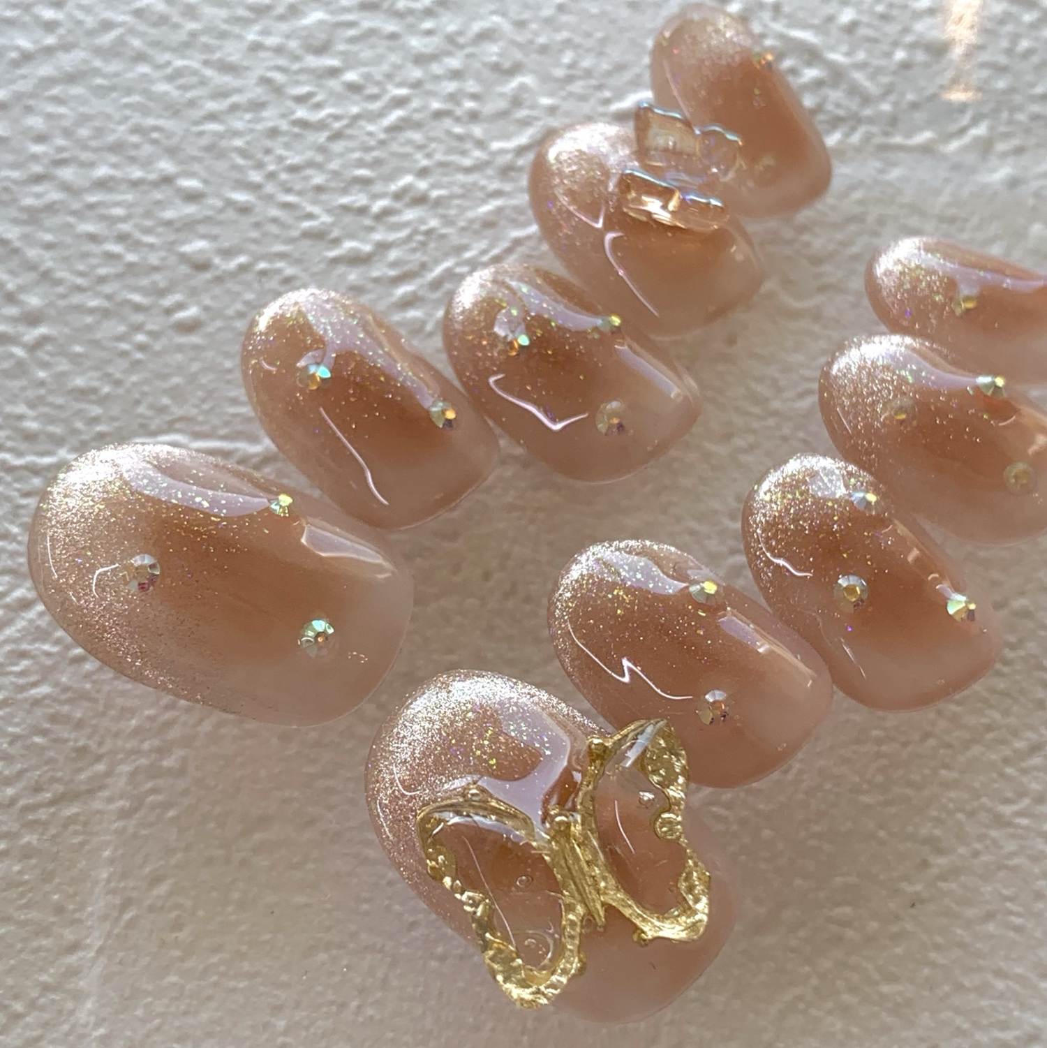 no167 チークネイル オレンジネイル マグネットネイル フレンチネイル