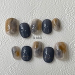 no.1  dusty blue × caramel brown