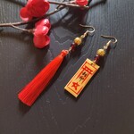 封印の御札モチーフ&タッセルピアス(イヤリング)【和ゴス】【サブカル】【着物】【袴】【浴衣】【和風】