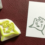 マンタの消しゴムはんこ（持ち手付き）