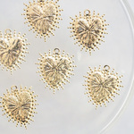 ［6個］ヴィンテージ風 ハート プレート チャーム (再販×3)