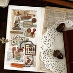 SALE ！手帳　文具　イラストフレークシール　40枚　journal　[AR103]
