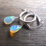 ⭐️️再販⭐️️Silver Hoop with Opal Drop Earrings　3way