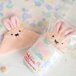 ネーム入れ対応可♪うさちゃん大判タオルハンカチ♡ピンク×夢のちょうちょ柄