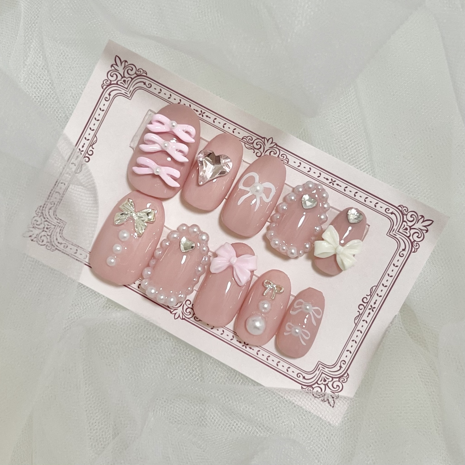 オーダー ネイルチップ フレンチガーリーニュアンスワンホン韓国