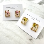 new‼︎押し花のスクエアピアス、イヤリング