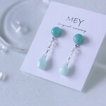 爽やかな浅瀬を想わせるアマゾナイトのスタッドピアス＊サージカルステンレス＊イヤリングに変更可＊