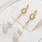 エメラルドとブルーカルセドニーピアス♡