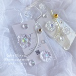 【 ガラス フラワー】 花 透明 クリア 韓国 ニュアンス  iPhoneケース  ~ オーロラ  ~　iPhone11  iPhone12  iPhone13  iPhone14