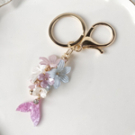 【fleur】 マーメイドver.  バッグチャーム パープル ピンク ブルー 花 ロング プレゼント ギフト ブライダル ウエディング 結婚式 お呼ばれ