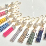 全5色＊タッセルとコットンパールのイヤリング/ピアス(金具変更可)