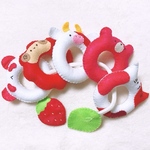 動物のひも通し　知育玩具【あか🍓】