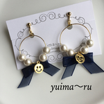 【再×1】リボンフープイヤリング