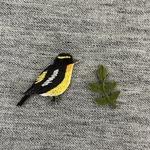 キビタキのアップリケ　野鳥　オリジナル・ワッペン