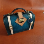 深海Blueミニダレスバッグ　エアブラシ染め、スタンピング仕様