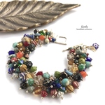 【1点物】じゃらり。レトロエスニックなカラフルチェコビーズのブレスレット　エスニックなチェコビーズアクセサリー
