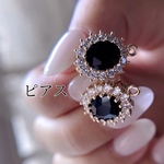 2pcs)3377)インポートピアス)black#2i