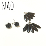 ビーズピアス&デザインキャッチset(black)