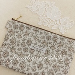 k様ご注文　リバティ　アビーブーケ　モカ　honeyhoneyfabrics 20cmファスナー　隠しマチポーチ　送料込