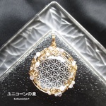 ヒマラヤ産水晶のフラワー・オブ・ライフペンダント（ワイヤージュエリー☆ワイヤーアクセサリー☆ワイヤーラッピング天然石ネックレス☆KuthumistyleⓇ☆クツミスタイル）