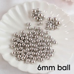 〈シルバー〉 6mm ball カン付き CCB ビーズ 球 50点