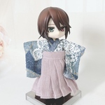 パッチワークデニム生地プリント袴風セットアップ【ねんどろいど/オビツ11】