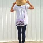 ラベンダー花柄ショルダーバッグ