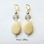 再販❁︎Wood beads＊Beige×Crystal