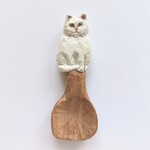 ツヤツヤ毛並みの白猫のスプーン　特小サイズ　茶匙などに