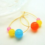 再♡カルセドニーカラフル夏のアンバランスドロップピアスｓ