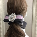 バナナクリップLサイズ nana-BA デニムピンクフリンジカメリア