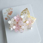 紫陽花と天然石ローズクォーツのポニーフック