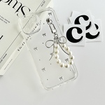  〖 iPhone case 〗 ┈ ribbon×pearl (チャーム付き) 