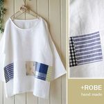 sale!20%OFF￥4900→￥3920送料無料♪色々パッチ＆オフ白リネンプルオーバー☆彡012