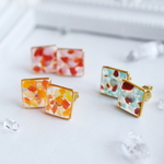 resin&glass 【square】 スタッドピアス/イヤリング