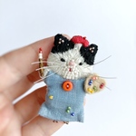 猫17秋のおともだちブローチ ハチワレ猫　刺繍ブローチ ビーズ　